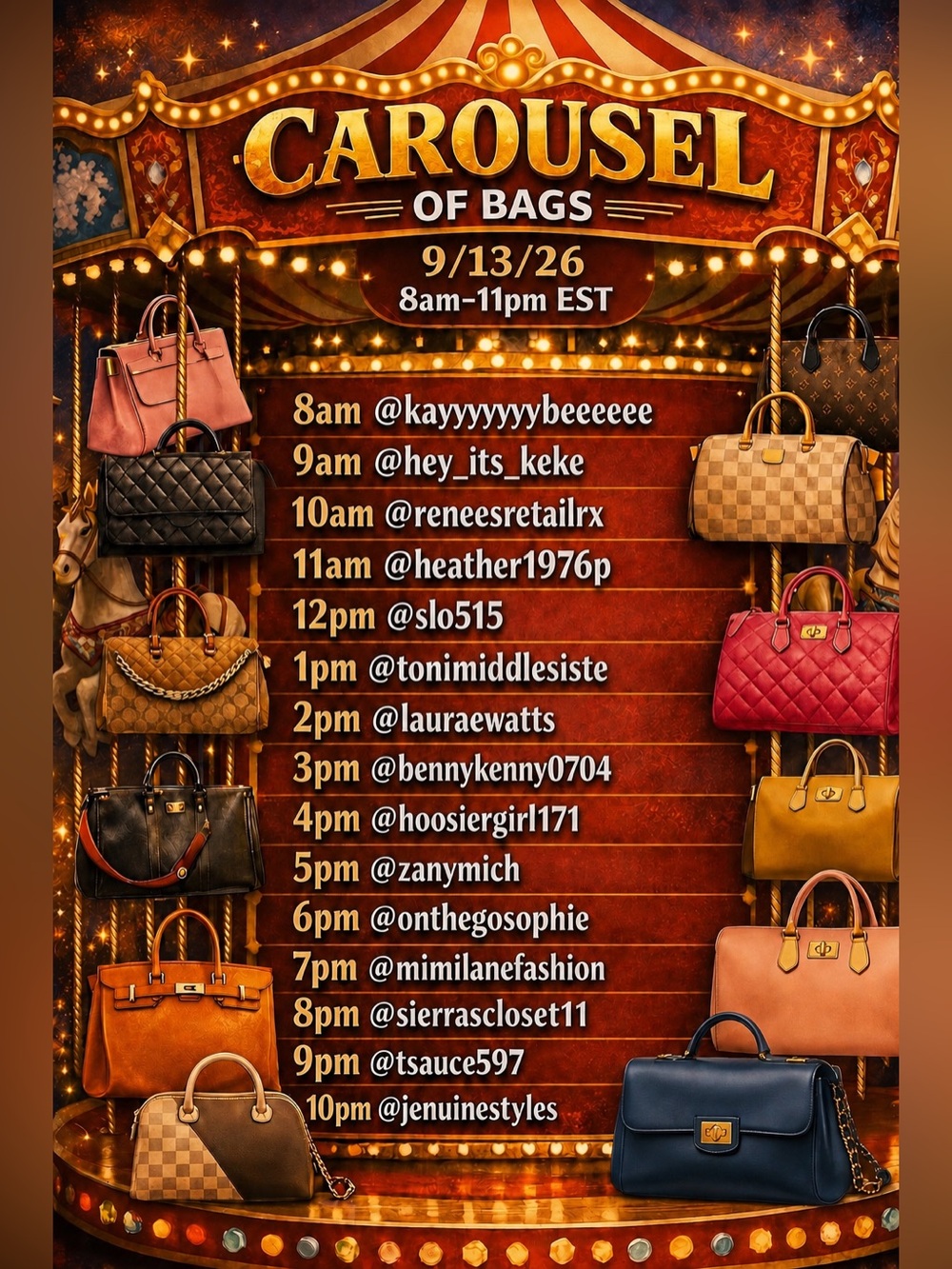 Carousel of Bags! 9/13/26 8am-11pm EST - Picture 2 of 3
